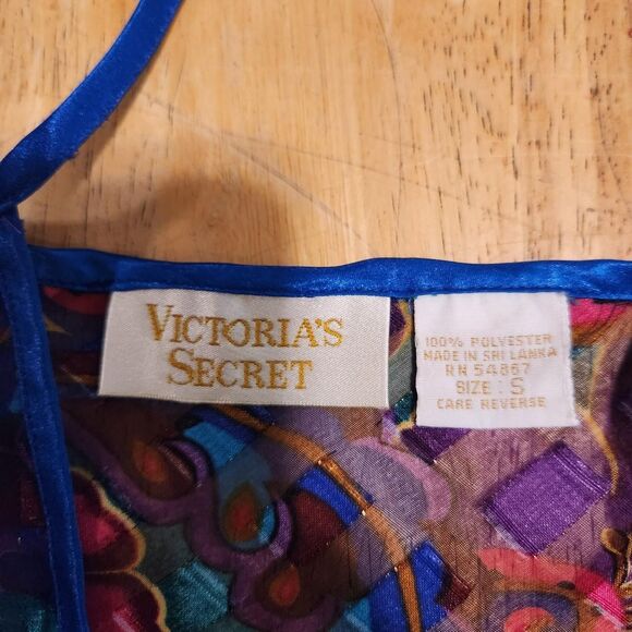 Vintage 90s Victoria's Secret blue floral sheer ruffle lingerie bodysuit - Picture 4 of 4